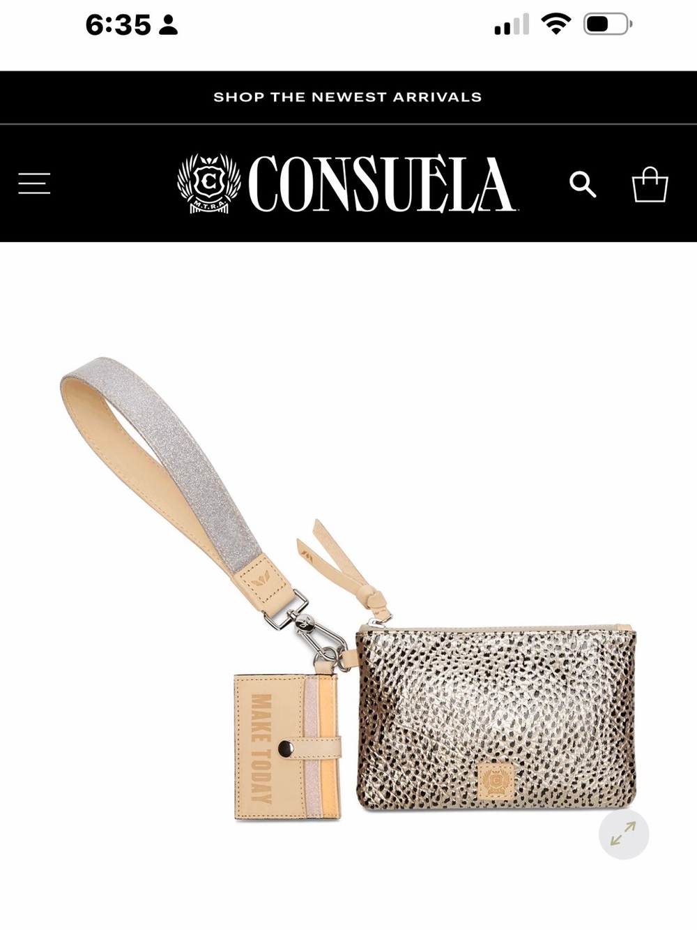 NWT Consuela Tan & Black Leopard Print Wristlet with Strap and cardholder